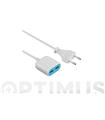 PROLONGADOR CARGADOR 2 USB 1,5 M BLANCO/AZUL