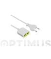 PROLONGADOR CARGADOR 2 USB 1,5 M BLANCO/VERDE