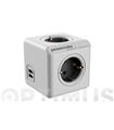 ADAPTADOR POWERCUBE 4T + 2 USB 1,5 M GRIS