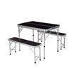 MESA CAMPING PLEGABLE + 2 BANCOS PICNIC MDF NEGRO