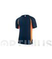 CAMISETA TECNICA POLIESTER AZUL NAVY / NARANJA FLU